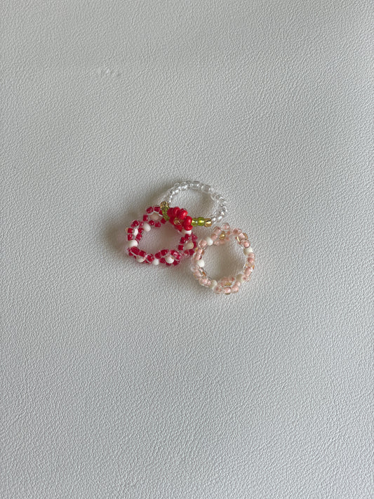 Red & Pink Flower ring set